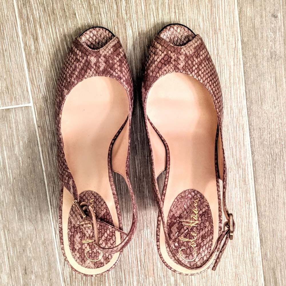 Cole Haan Snake Print Sling Back Heels Nik…
